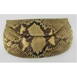 Lai Yellow/Brown Genuine Python Clutch - image 1